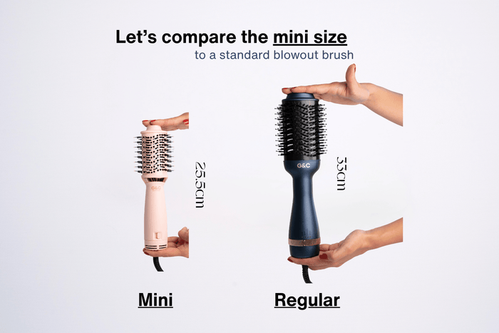 Mini Blowout Brush Dual Voltage Travel small Dryer Brush G&C – professional hair tool by Gold Class G&C