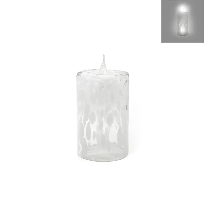 Glass Candle w/LED Flame
