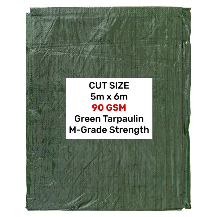 Green M-Grade Tarpaulin 5m x 6m Waterproof Tarpaulin Cover Weed Control Membrane