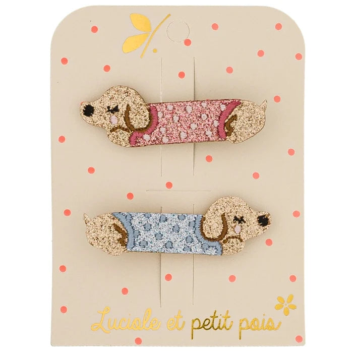 Luciole et Petit Pois - Hair Clips - Dachshund - Set Of 2