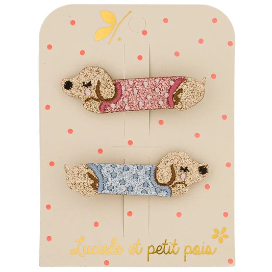 Luciole et Petit Pois - Hair Clips - Dachshund - Set Of 2