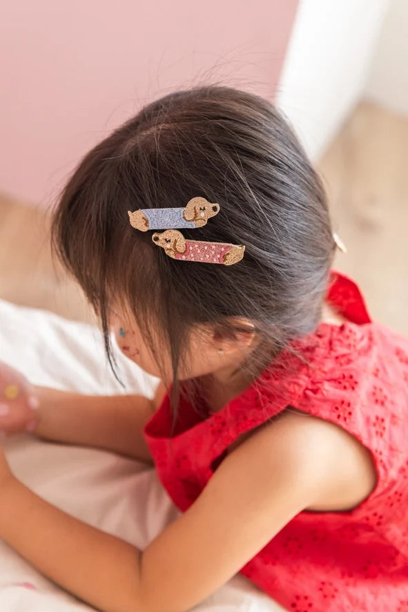 Luciole et Petit Pois - Hair Clips - Dachshund - Set Of 2 - Lifestyle Cut