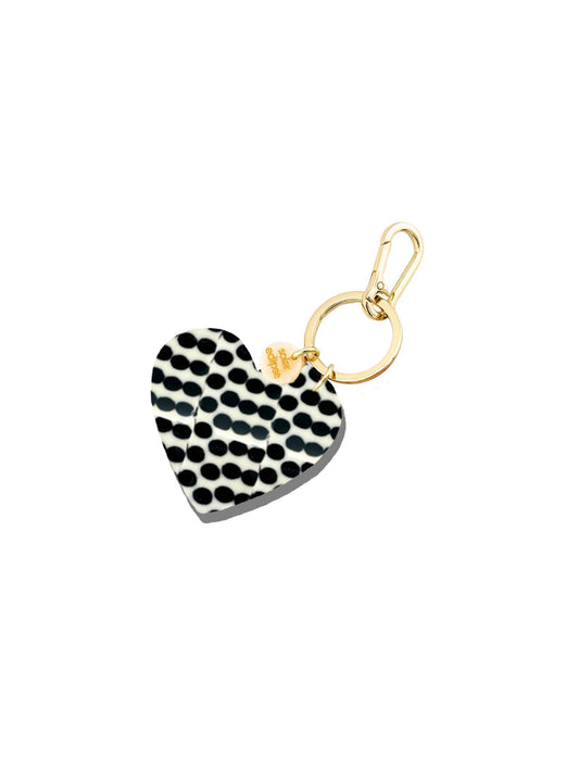 Hand-painted Polka Dot Heart Bag Charm + Keychain