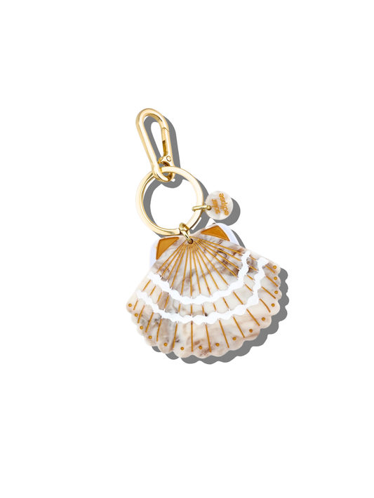 Hand-painted Seashell Bag Charm & Keychain | Eco-Friendly