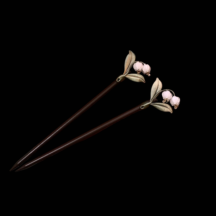 Handmade Chanhua Lily of the Valley Brooch - Thread Flower Pin with Glass Bells