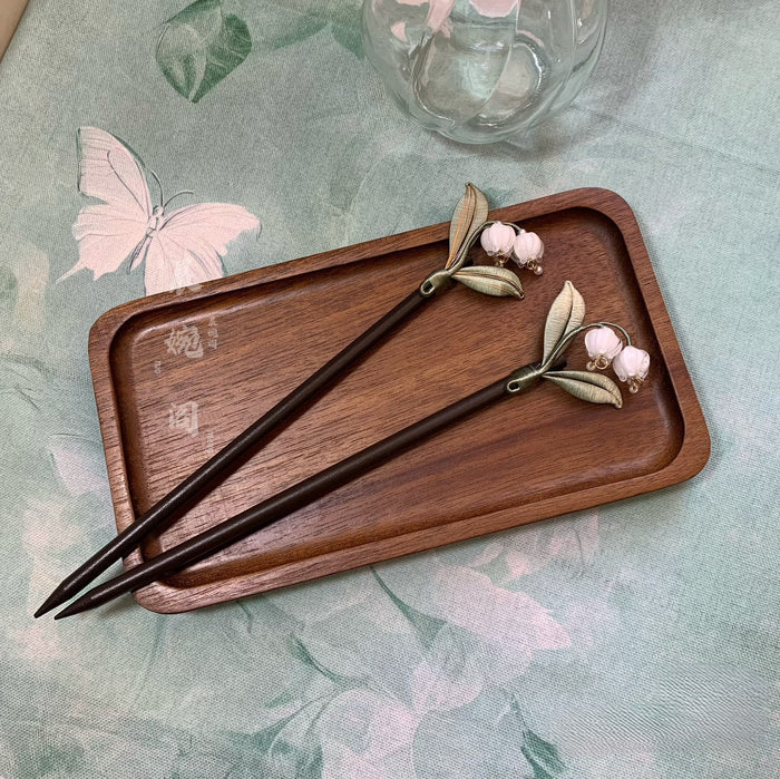 Handmade Chanhua Lily of the Valley Brooch - Thread Flower Pin with Glass Bells