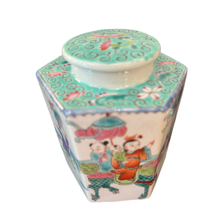 hand-painted porcelain jar, decorative porcelain jar, traditional figure designs, storage decorative jar, unique decorative pieces, cultural home decor, artisan porcelain jar, historical home accents