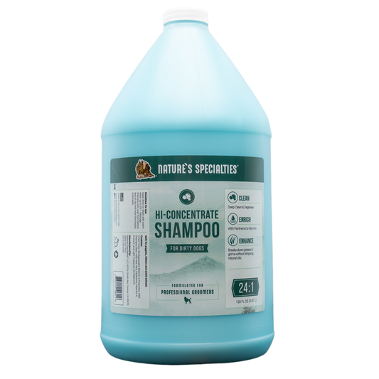 128 oz bottle of Nature's Specialties High Concentrate Shampoo for very dirty dogs and cats.