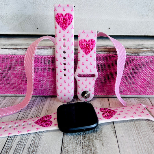 Hope & Love Print Silicone Band For Fitbit Versa 1/2 — Silicone band for Fitbit Versa 1/2/Lite — Hope & Love — breathable, washable replacement strap with a secure, sweat-ready fit.