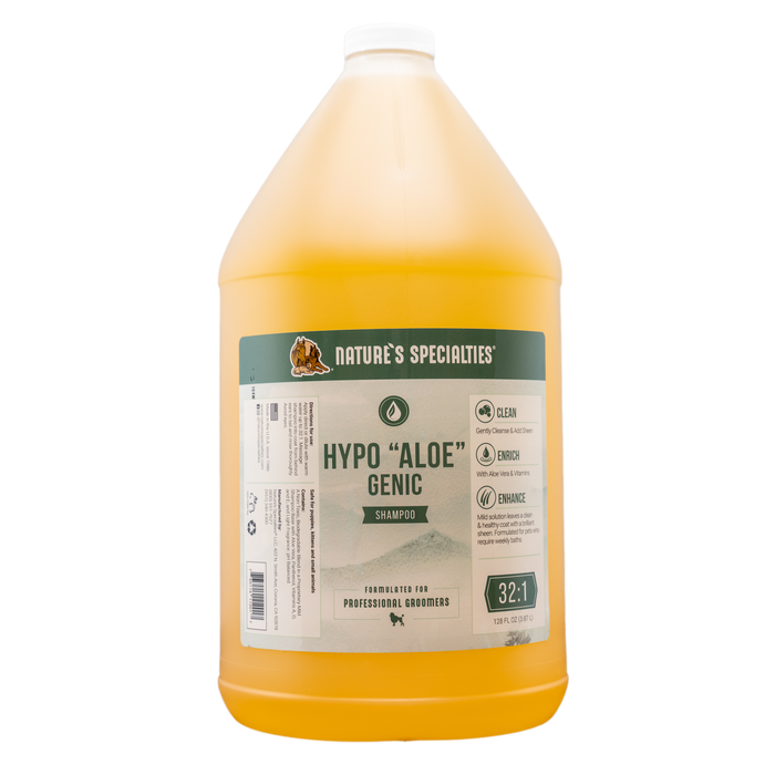 128 oz bottle of Nature's Specialties mild Hypo "Aloe" Genic Shampoo for dogs & cats.