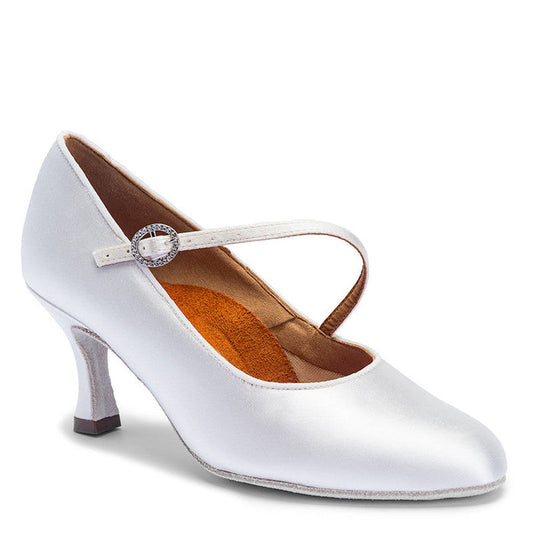 International Dance Shoes Round Toe Single Strap Satin Ballroom Shoe