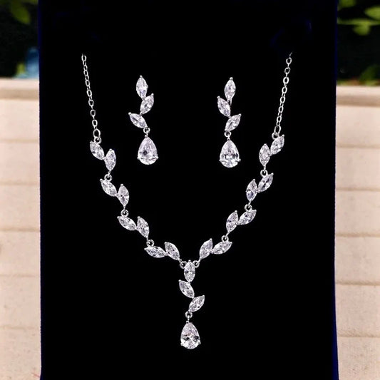 Wedding Jewelry - Silver Cubic Zirconia Bridal Jewelry Set