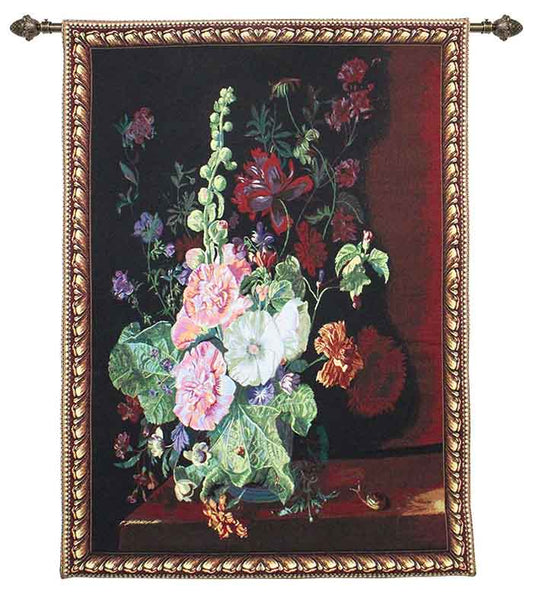 J Huysum Hollyhocks in a Vase - Wall Hanging 100cm x 138cm (70 rod)