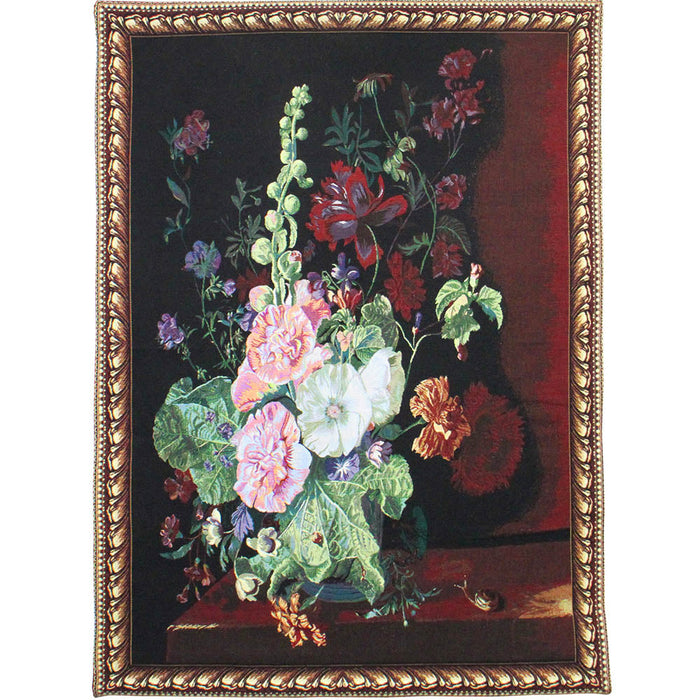 J Huysum Hollyhocks in a Vase - Wall Hanging 100cm x 138cm (70 rod)