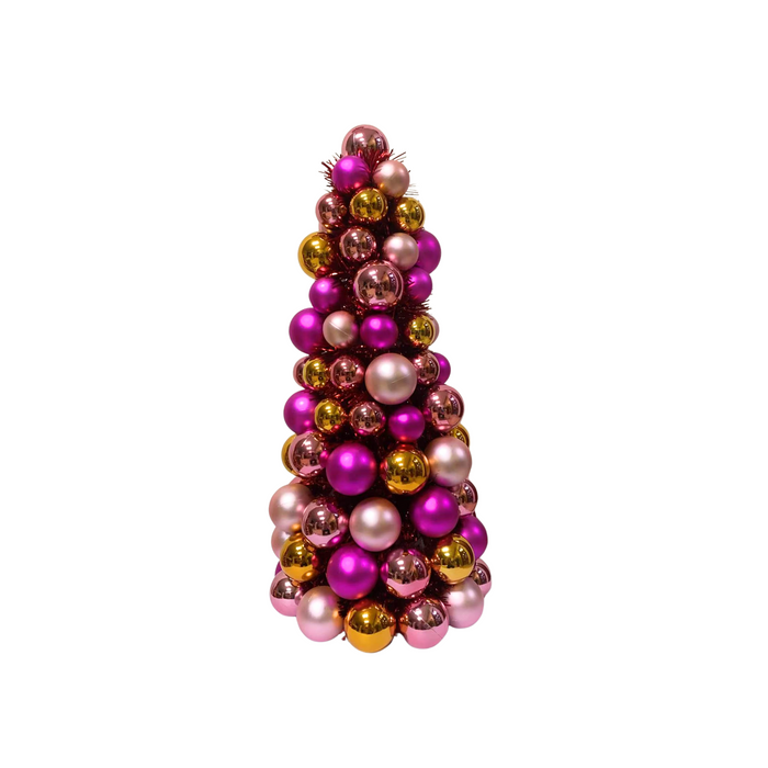 Kerst Decoratie -  Kerstballen Kerstboom - Kunststof - Roze/Oranje  - 19x41 cm