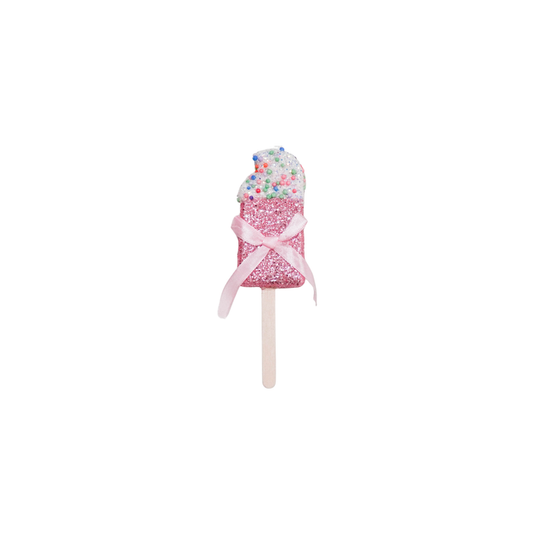 Kersthangers - Waterijsjes met Discobal Dip  -  Roze -  6,5x2x16cm
