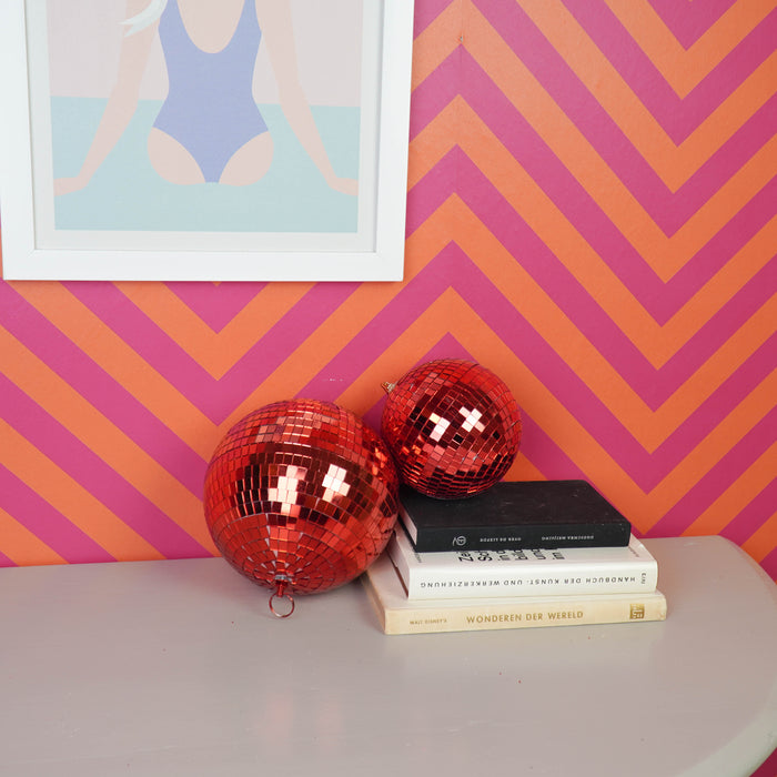 Kerstversiering -  Kersthanger - Discobal - Foam - Rood - 10x10x10cm