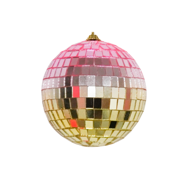 Kerstversiering -  Kersthanger - Discobal - Foam - Roze/Goud - 25x25x25cm