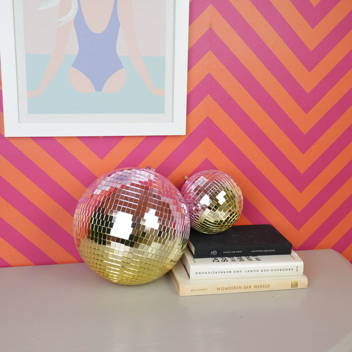Kerstversiering -  Kersthanger - Discobal - Foam - Roze/Goud - 25x25x25cm