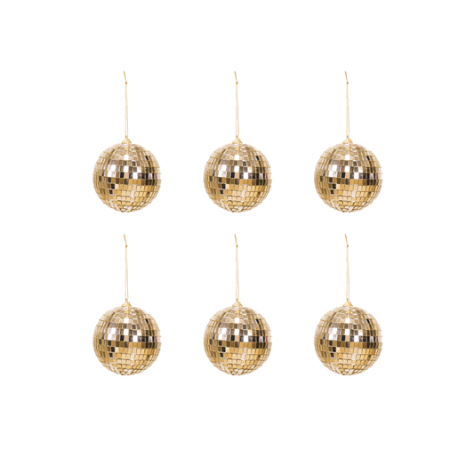 Kerstversiering -  Kersthanger - Discobal - Foam - Set van 6 - Goud - 6x6x6cm