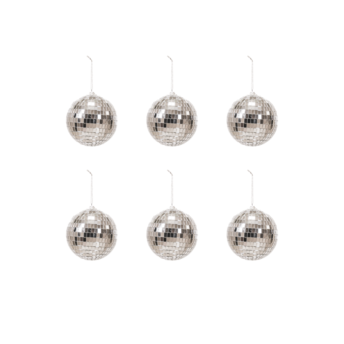 Kerstversiering -  Kersthanger - Discobal - Foam - Set van 6 - Zilver - 6x6x6cm