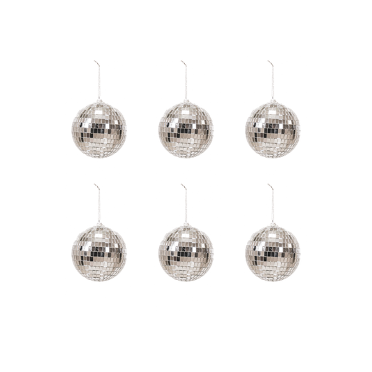 Kerstversiering -  Kersthanger - Discobal - Foam - Set van 6 - Zilver - 6x6x6cm