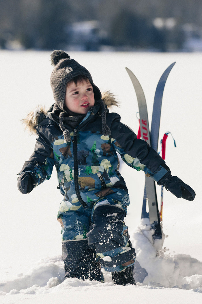 Kids One Piece Discover Snowsuit Blue Bear Print-1