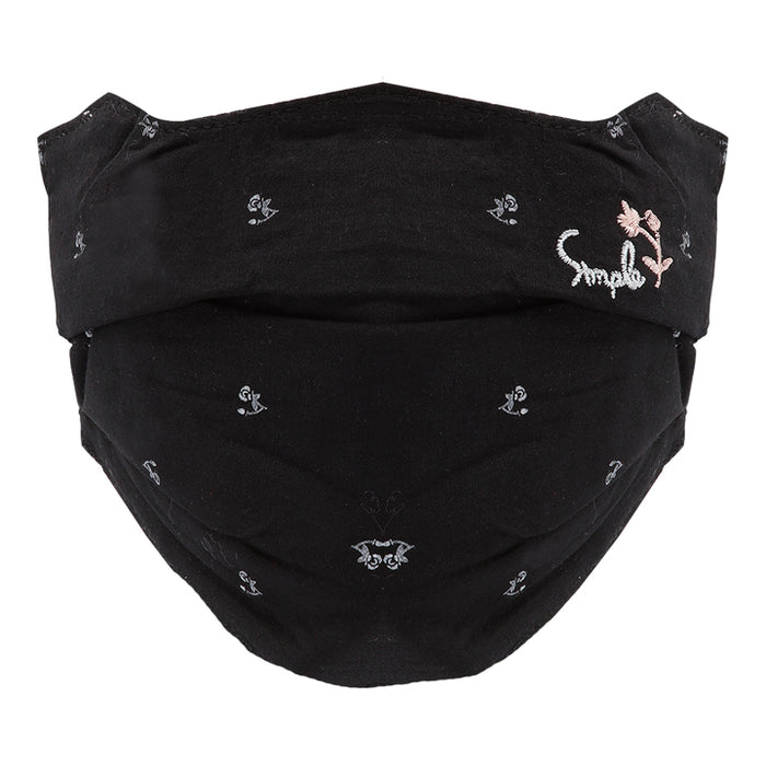 KIM & C Fashion Embroidery Face Mask - Black