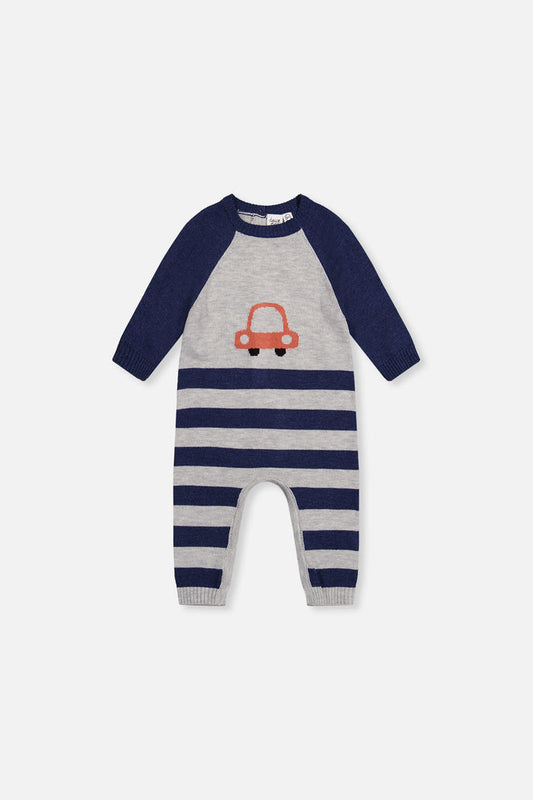 Knitted Intarsia Romper Blue And Orange-0