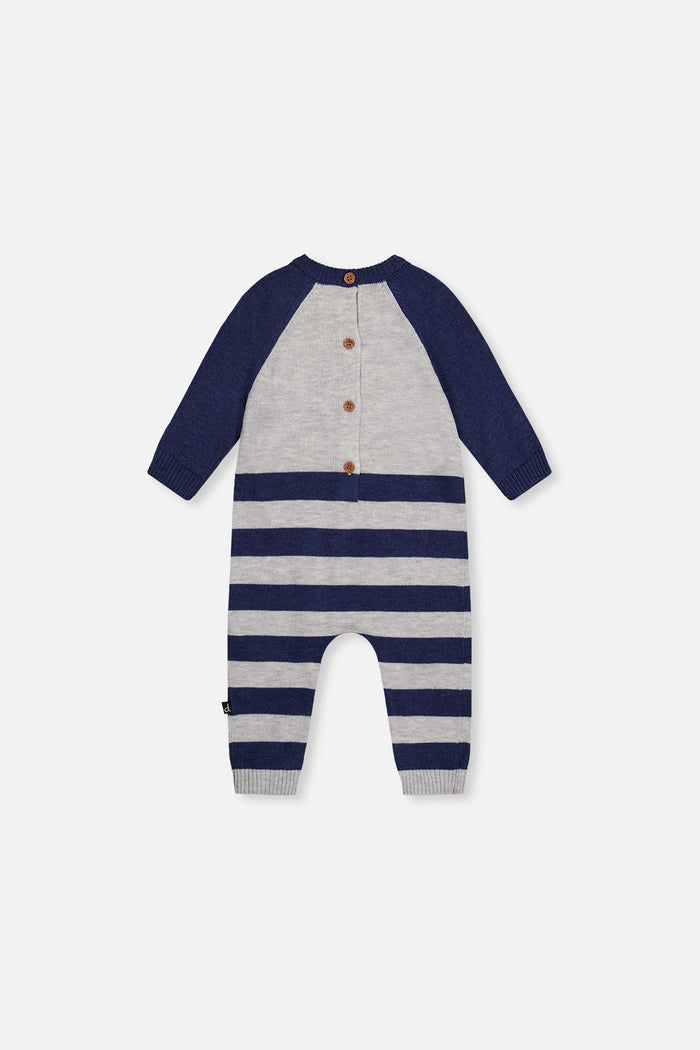 Knitted Intarsia Romper Blue And Orange-2