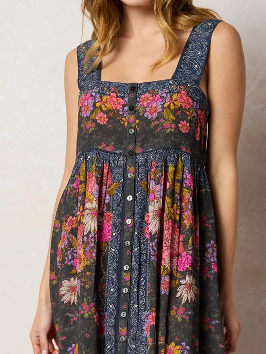 Lucy Maxi Dress - English Garden Charcoal-view 1
