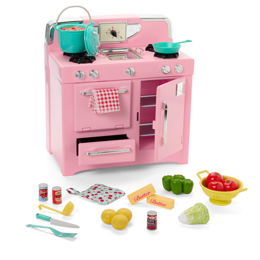 Maryellen’s™ Vintage Stove & Accessories for 18-inch Dolls (Historical Characters)