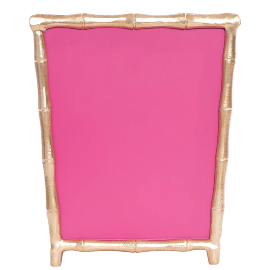 pink metal wastebasket, hand-painted square bin, stylish trash can, compact pink waste bin, Mattie wastebasket, decorative waste bin for home, bathroom trash bin pink, pink office wastebasket, open top metal bin, painted square trash can