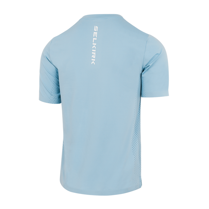 Selkirk pickleball men's Pro Line tee shirt in black, blue, tan, grey, and white.