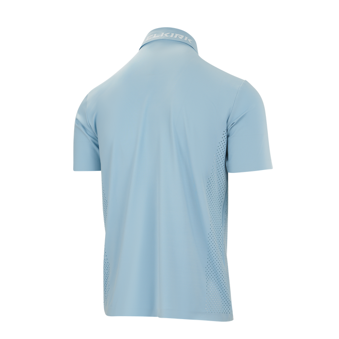 Selkirk pickleball men's polo shirt, available in black, white, blue, tan, and grey.