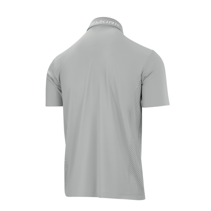 Selkirk pickleball men's polo shirt, available in black, white, blue, tan, and grey.