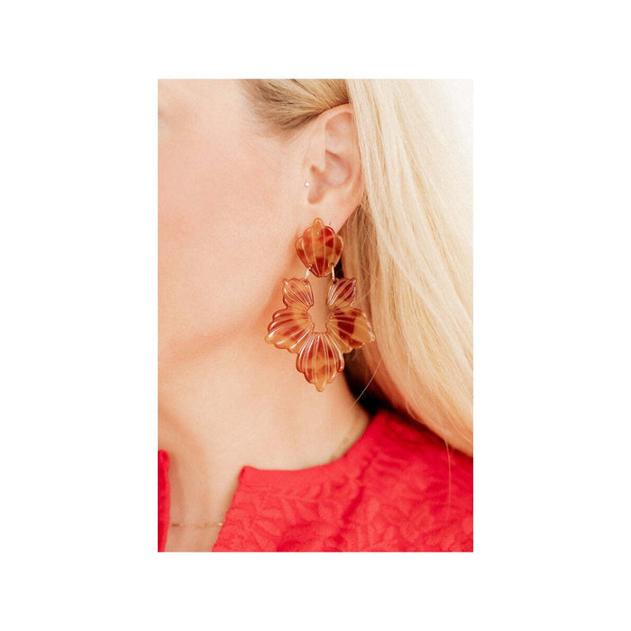 Michelle Statement Earrings-Caramel
