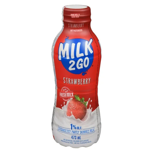 Milk2Go 1% Strawberry Partly Skimmed Milk, 473 mL
