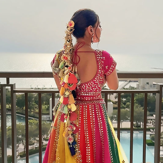 Colourful tassel parandi for festive braided hairstyles