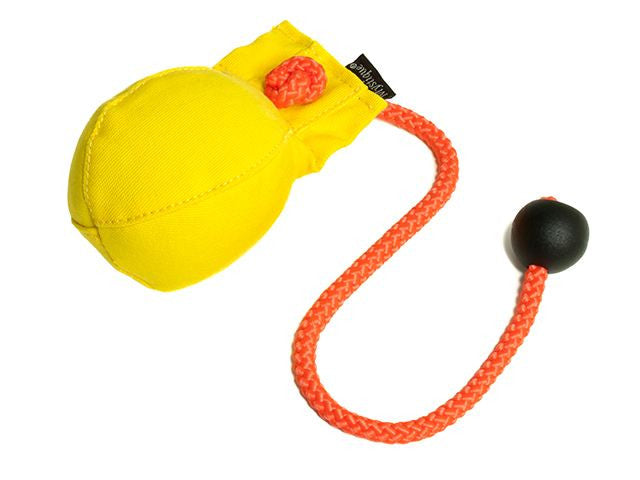 yellow Canvas dummy ball for dog training