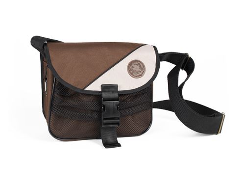 Brown and beige profi junior bag with a black strap on a white background