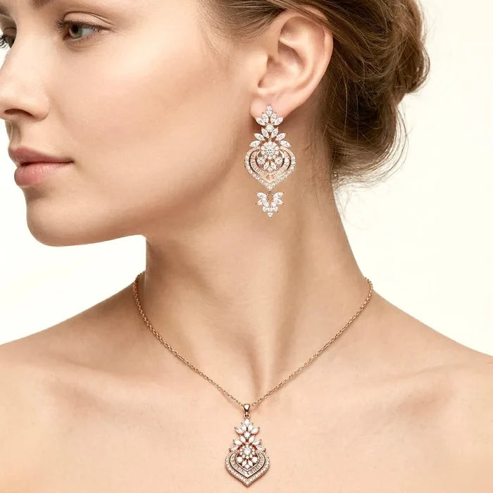 Wedding Jewelry - Cubic Zirconia Bridal 3-Piece Jewelry Set - Available in Silver, Rose Gold and Yellow Gold