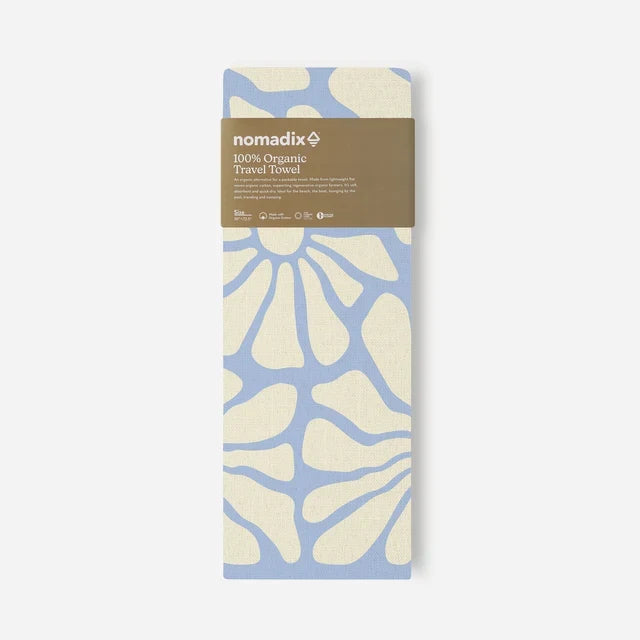 Nomadix - Organic Cotton Travel Towel: Lazy Daisy Coastal Blue