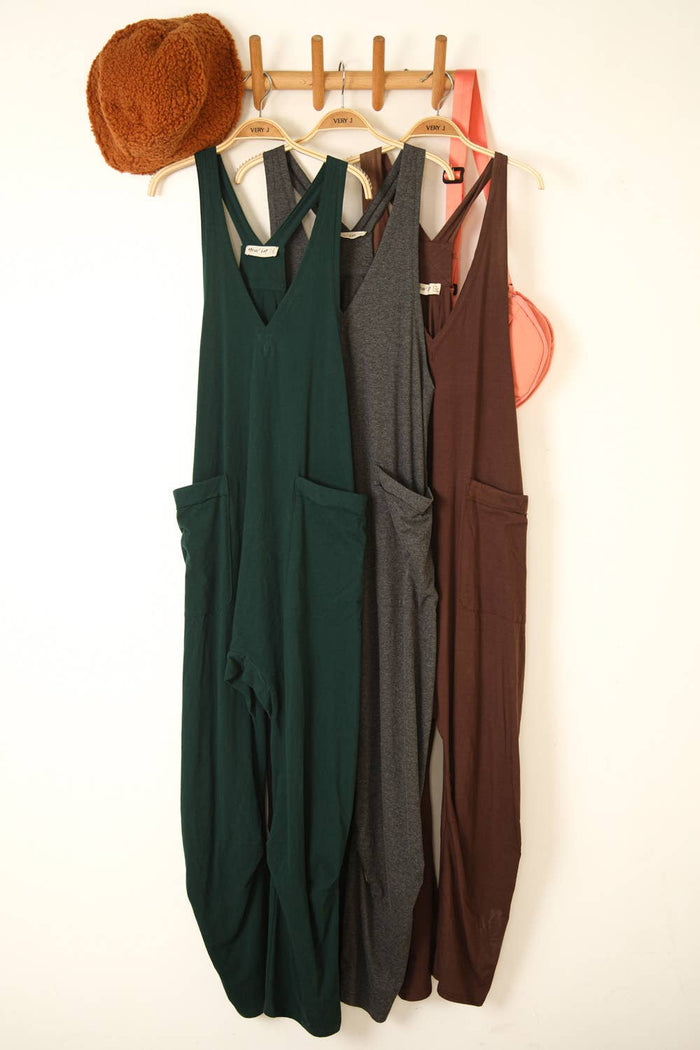 NP70424-Casual Loose Fit Solid Knit Baggy Jumpsuit