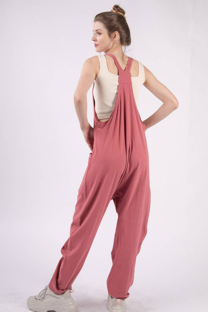 NP70424-Casual Loose Fit Solid Knit Baggy Jumpsuit