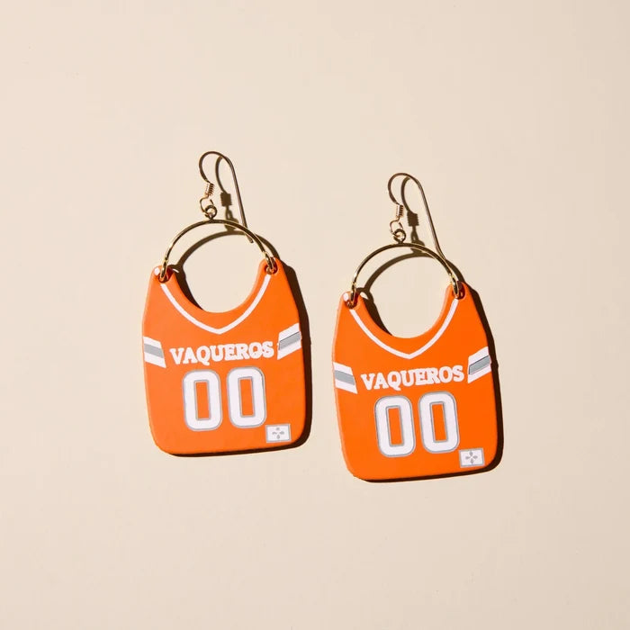 Orange UTRGV Vaquero Jersey Earrings