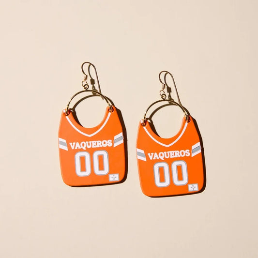 Orange UTRGV Vaquero Jersey Earrings