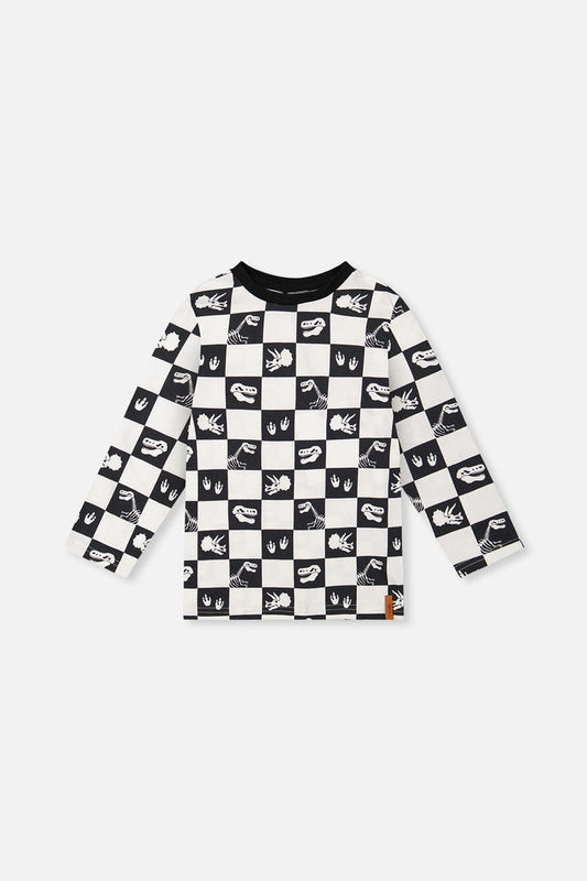 Organic Cotton Long Sleeve T-Shirt Black And White Checker-0