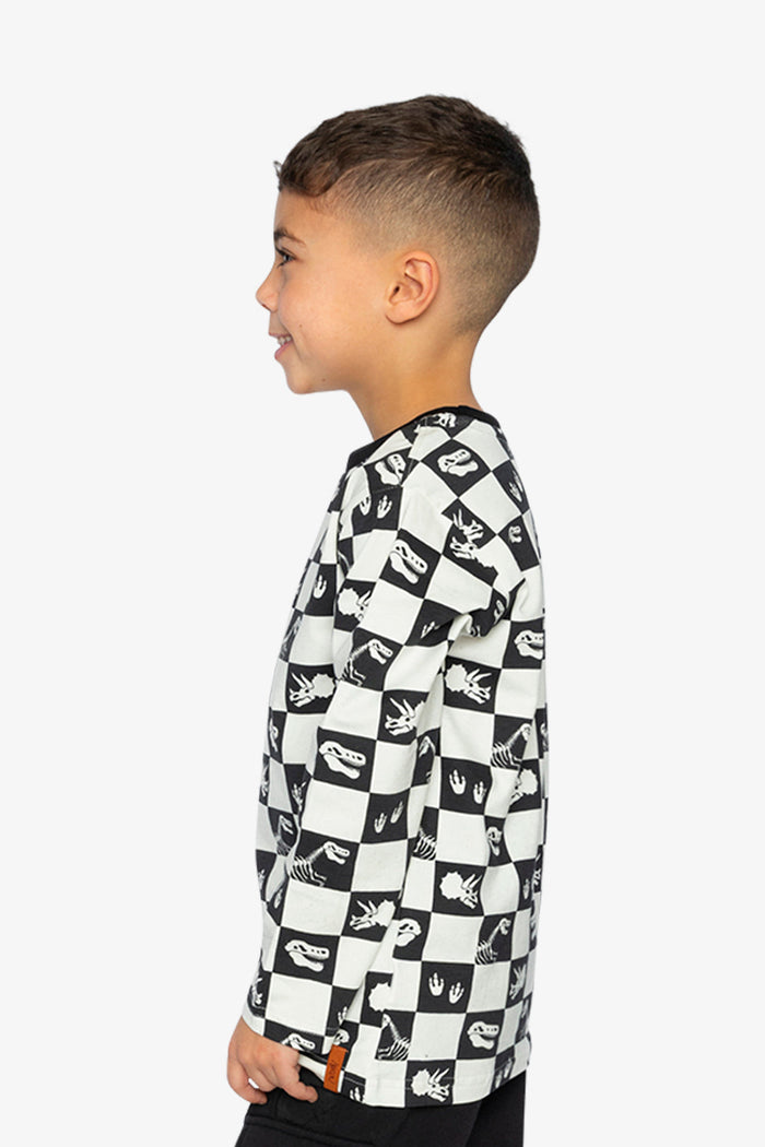 Organic Cotton Long Sleeve T-Shirt Black And White Checker-2