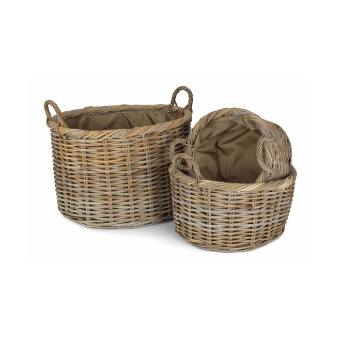 Oval Rattan Log Basket With Cordura Lining